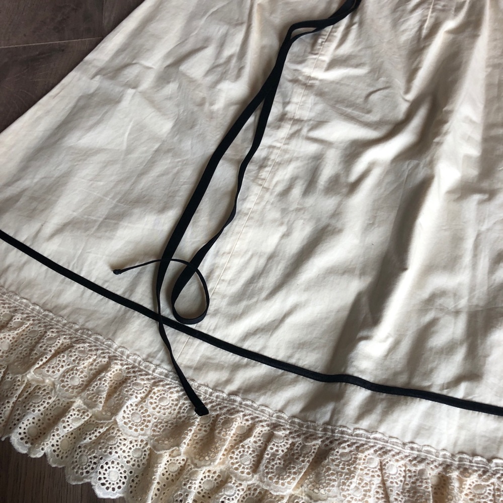 J. Crew Cream Midi Cotton Skirt Lace Ruffle and Velvet Trim Details 2006 - Picture 5 of 8
